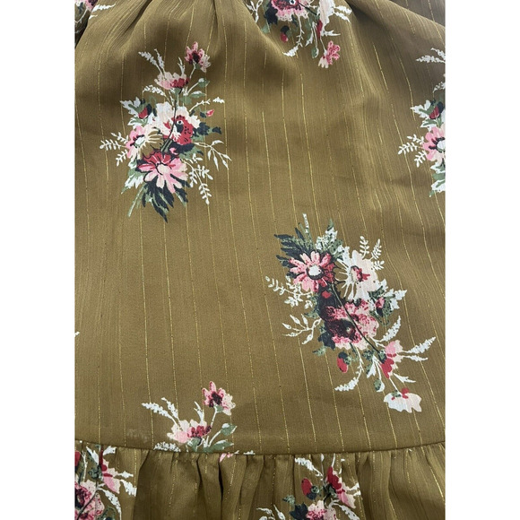 Madewell Tiered Midi Dress Fall Harvest Gold Floral Dress Cottage Boho Size 4 - Picture 7 of 14